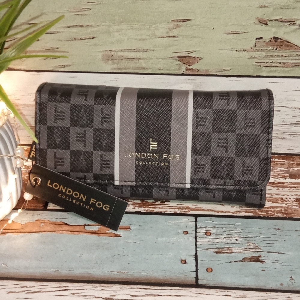 London Fog Collection Black and Gray Wallet